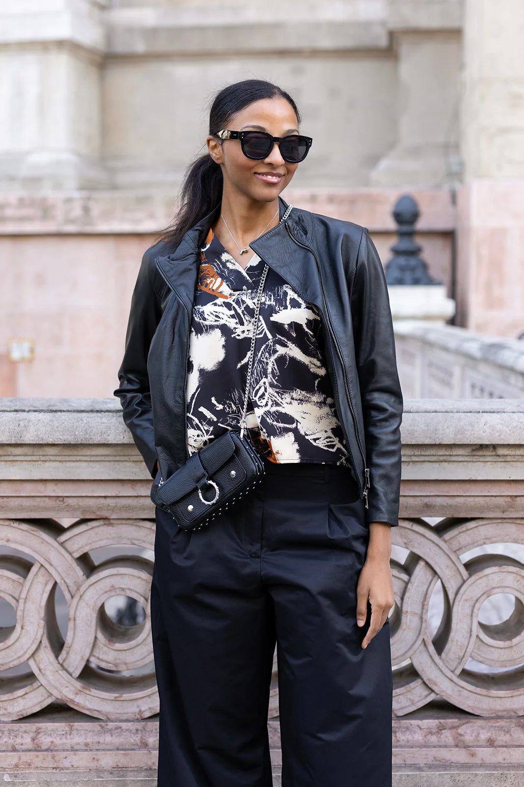 Black Label woman leather jacket