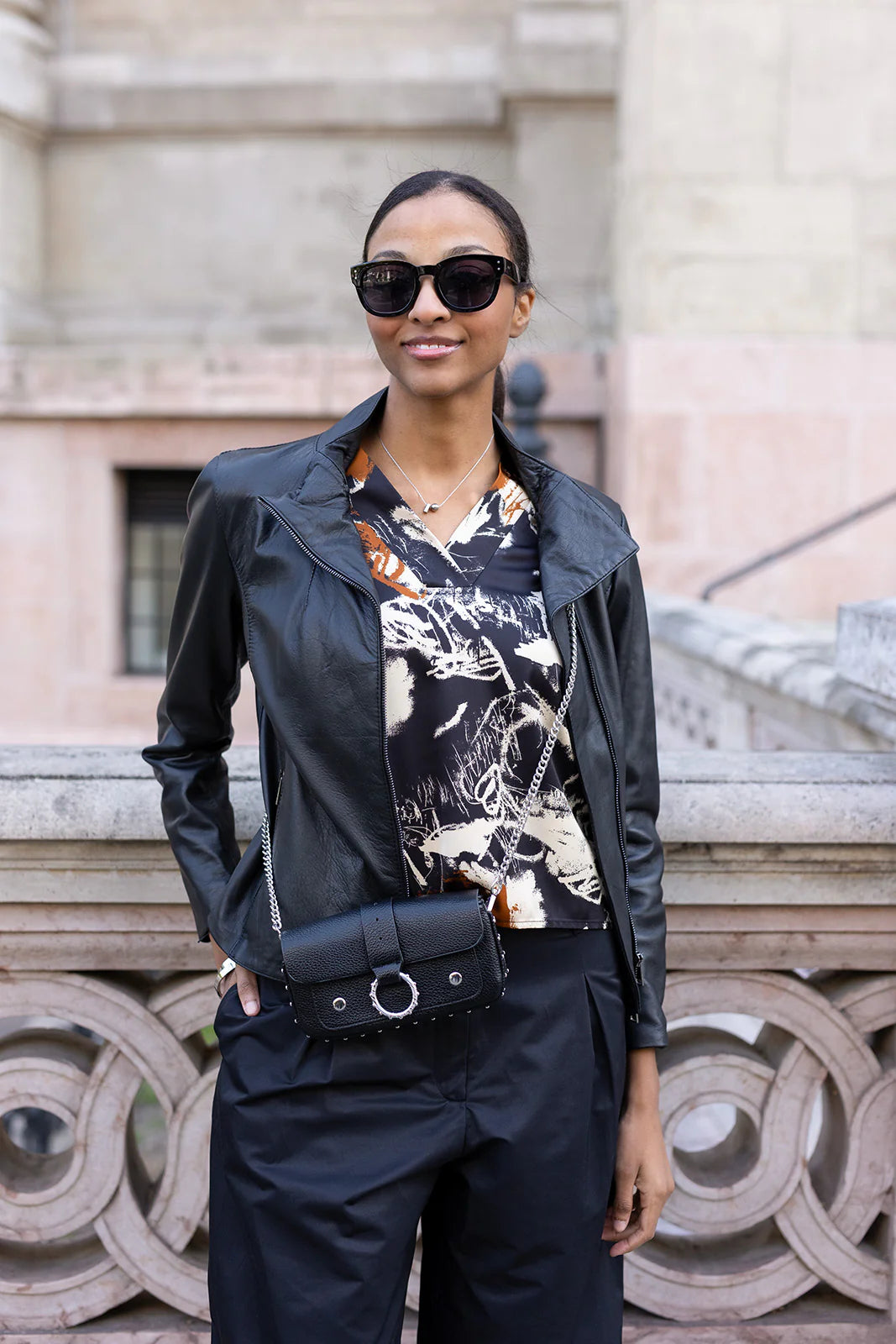 Black Label woman leather jacket