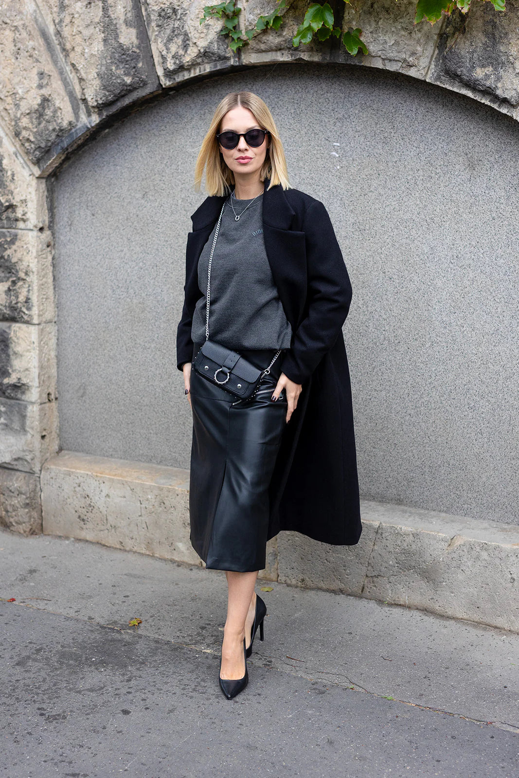 Woman vegan leather skirt